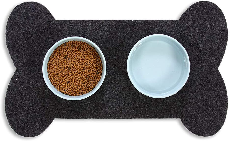 Dog bone mat for pet bowls and dishes