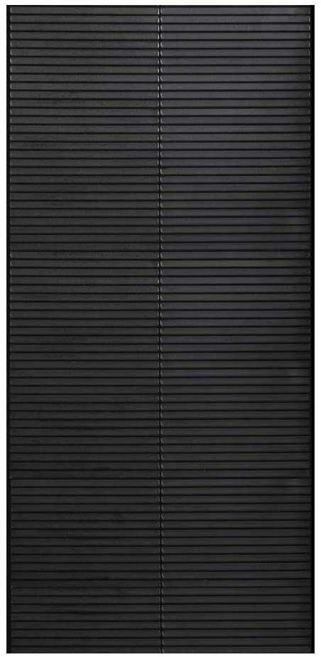 Black hard floor exercise mat with ribbed texture