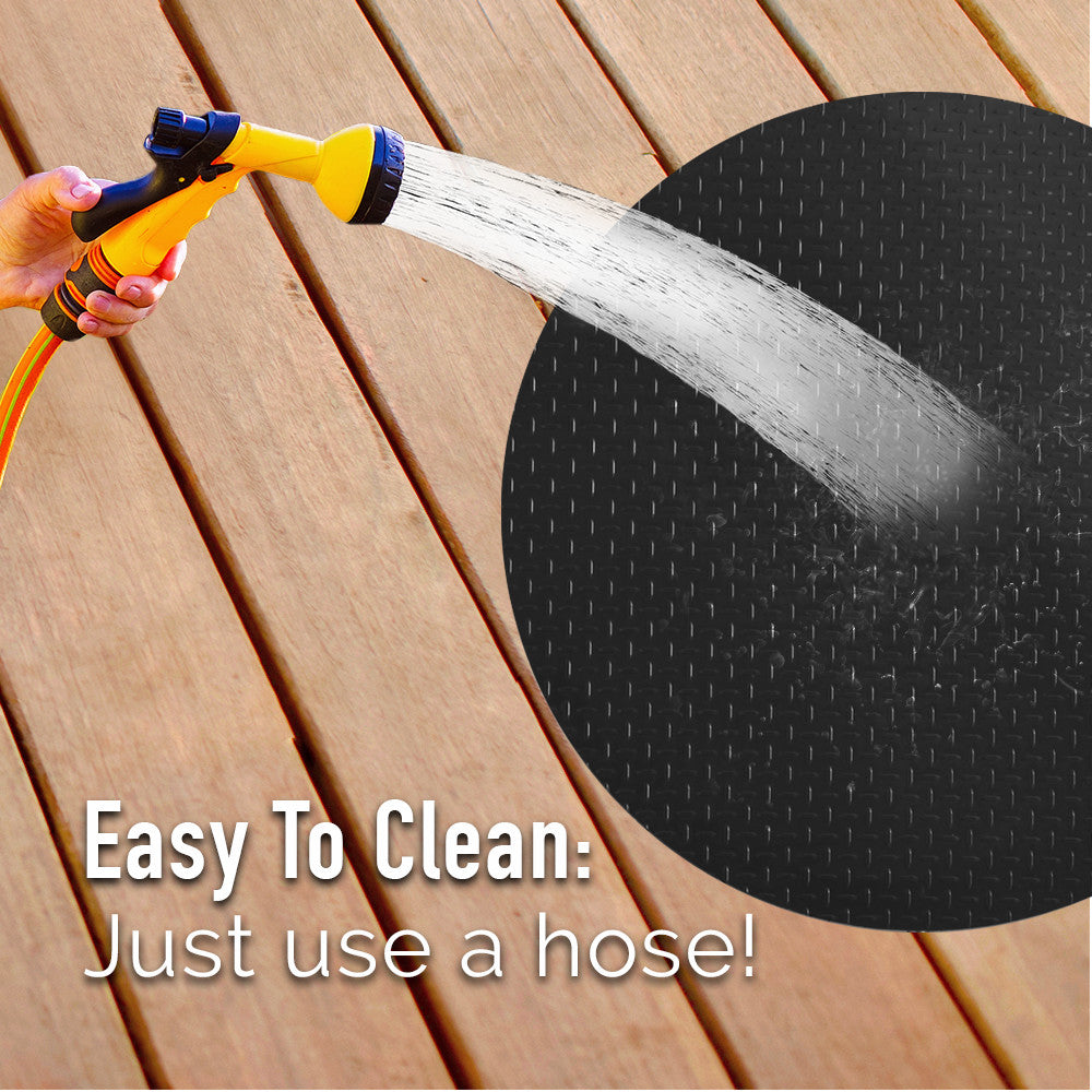 Round grill mat is easy to clean just use a hose