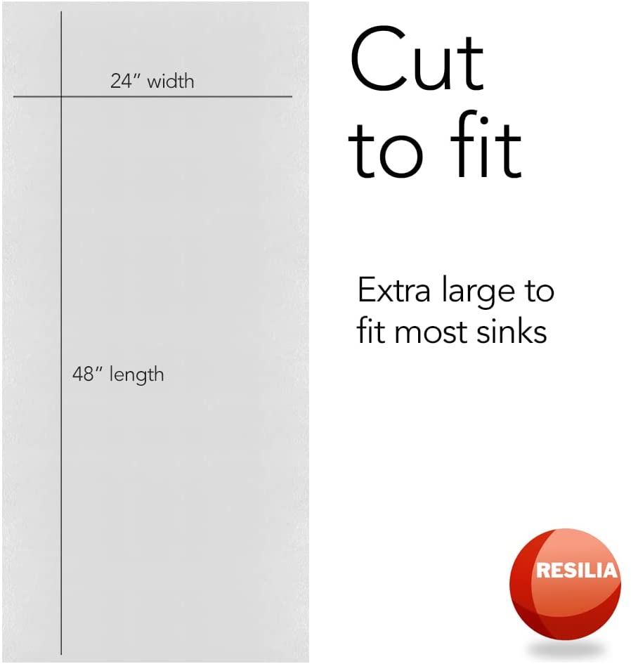 Mat is cut to fit 24 inches wide and 48 inches long. Extra large to fit most sinks