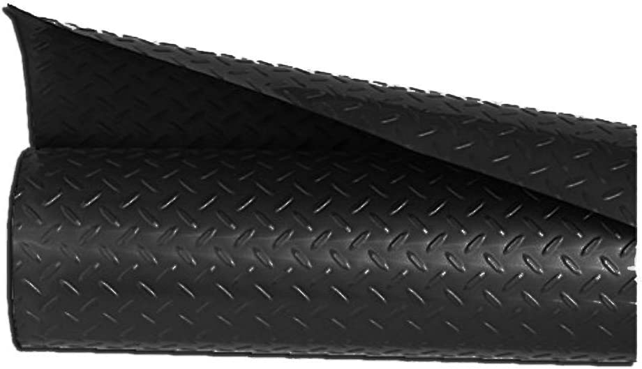 Rolled up black utility runner with diamond plate pattern