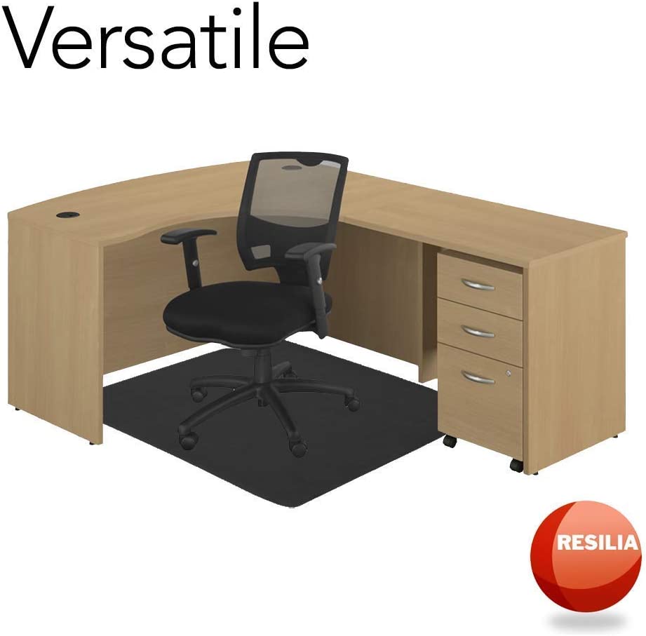 black chair mat underneath an office chair and desk for versatile use