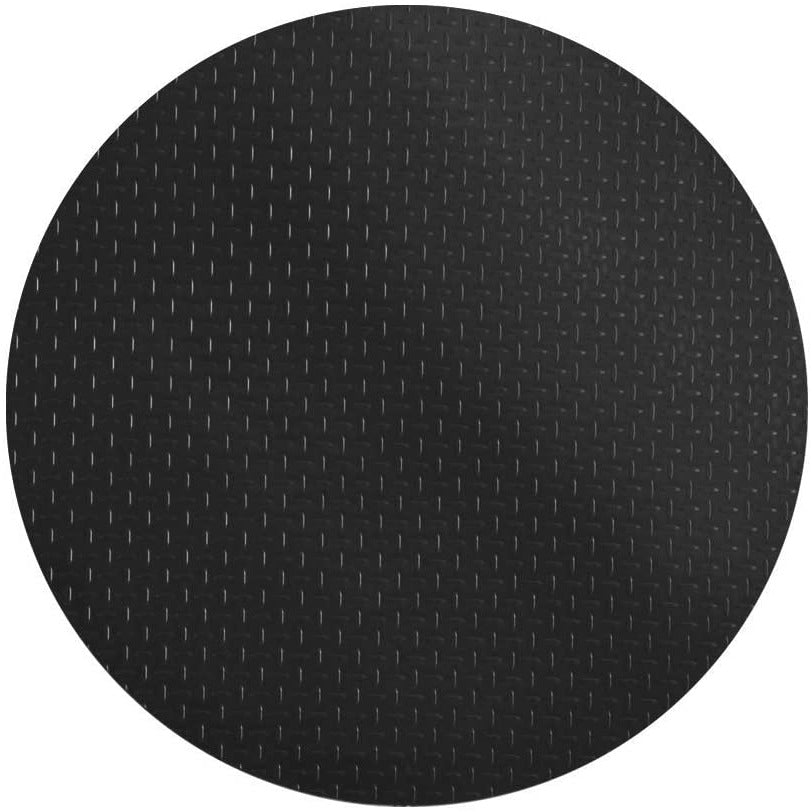 Black round grill mat with diamond plate pattern 36in Diameter