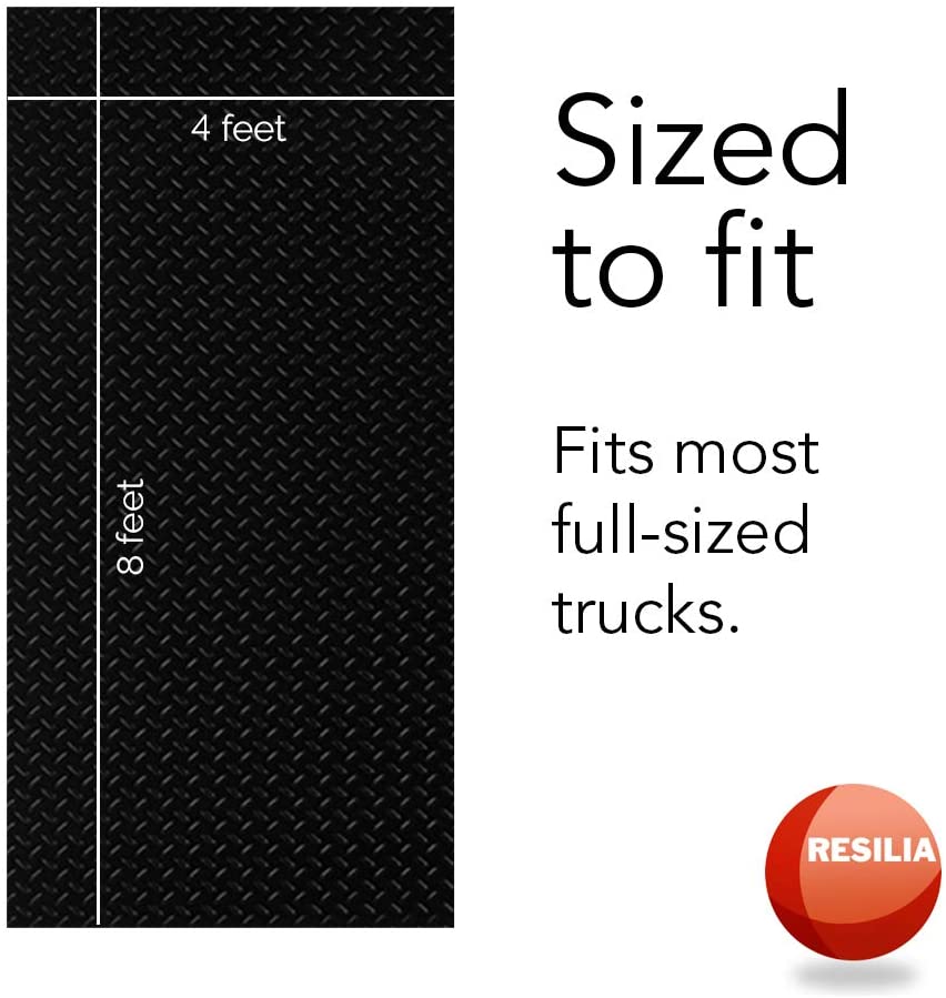 4 feet wide and 8 feet long dimensions of truck bed mat. Fits most full-sized trucks