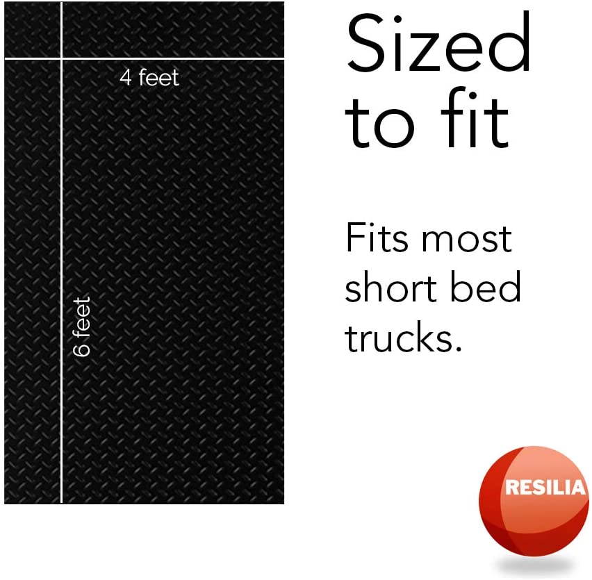 4 feet wide and 6 feet long dimensions of truck bed mat. Fits most full-sized trucks