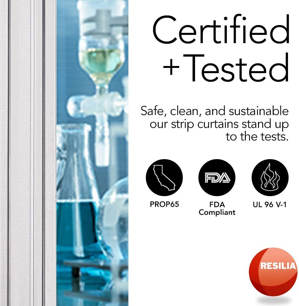 Strip curtains are certified and tested. Safe, clean and sustainable our strip curtains stand up to the tests. Prop 65 compliant, FDA compliant and UL 96 V-1