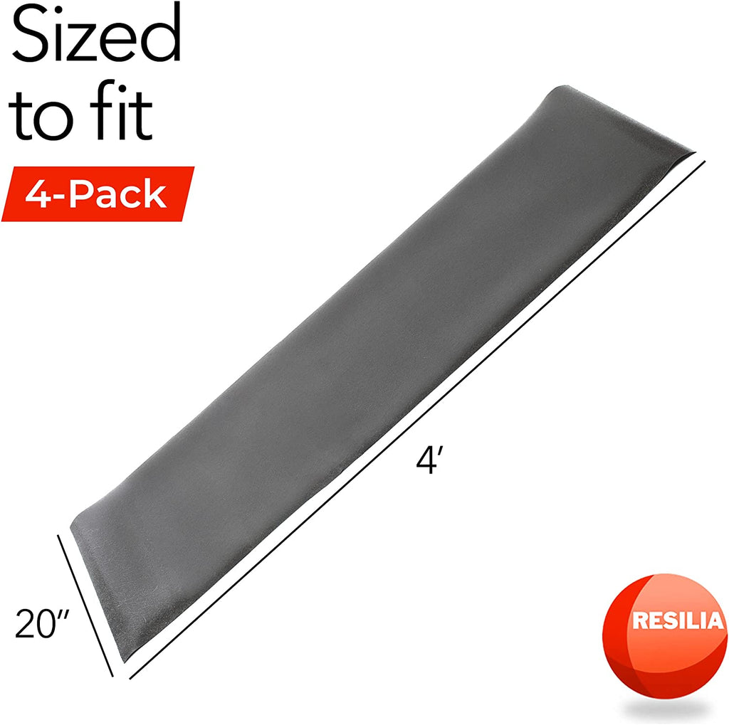 Shelf liners are sized to fit. 4 feet long by 20 inches wide. Available as a 4-pack