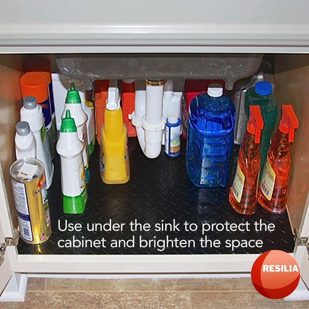 Use under the sink to protect the cabinet and brighten the space