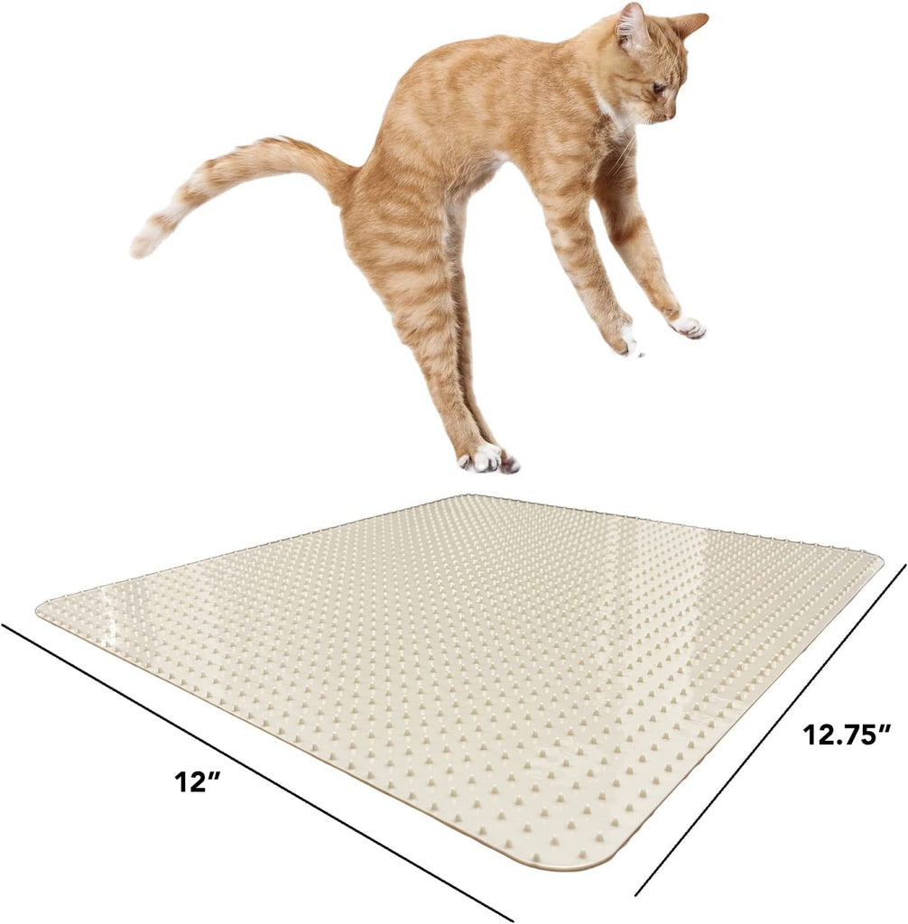 dimensions of pet tile deterrent with cat jumping off of tile