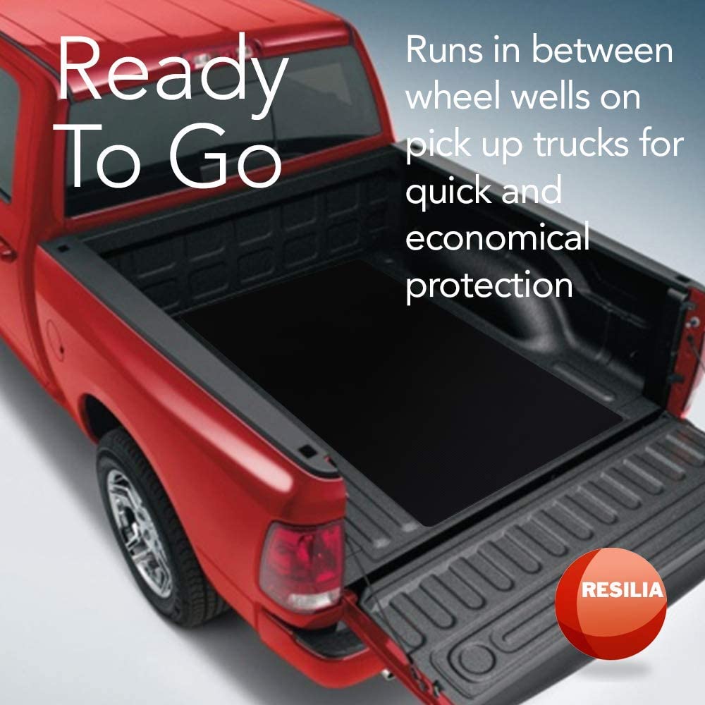truck mat in the back of a truck bed. Runs between wheel wells on pick up trucks for quick and economical protection