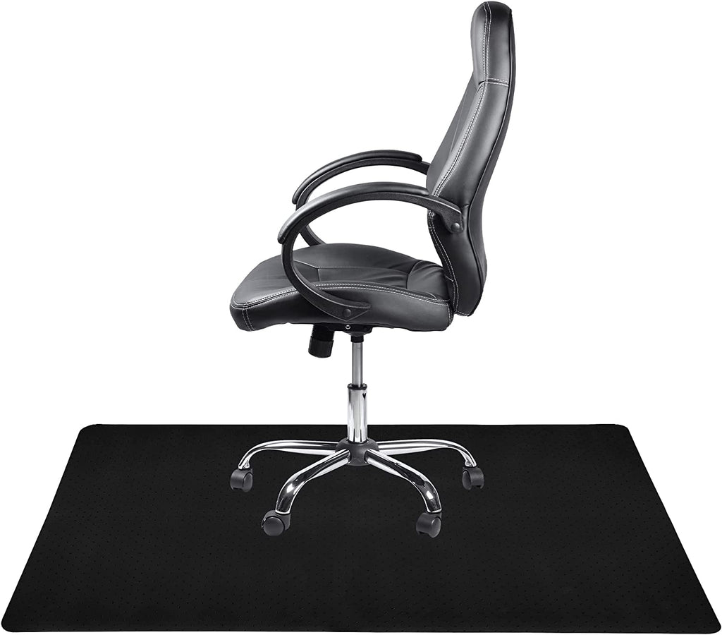 black rectangular chair mat with office chair