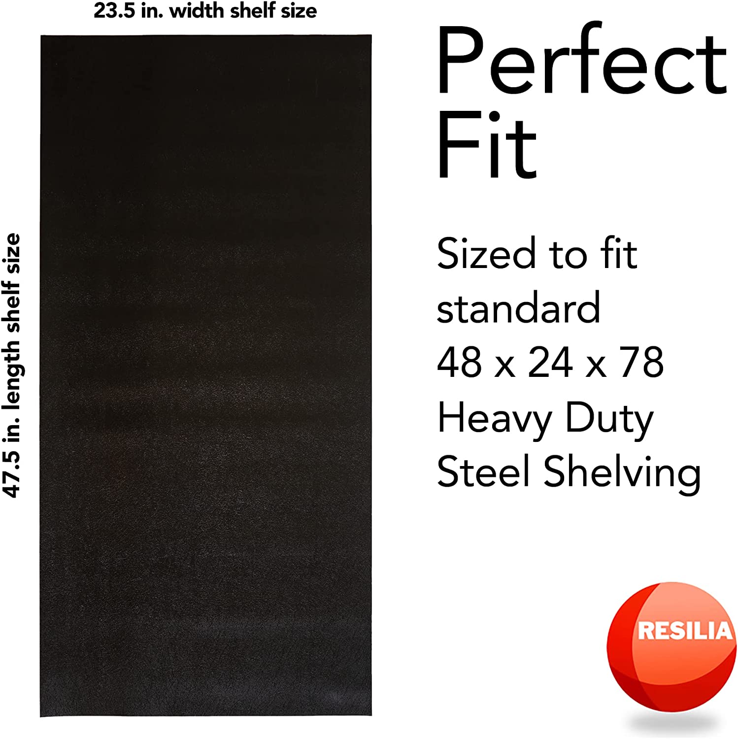 Resiila - Industrial Shelf Liner for Wire Shelving - Heavy-Duty Plastic Storage Rack Liners for Shelves, Black, 48x24x78-Inch, 5 Pack Non-Adhesive