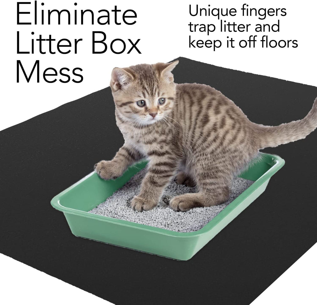 Eliminate litter box mess. Unique design traps litter and keeps it off of floors