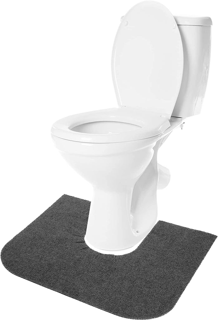 charcoal round commode mat around the base of a toilet