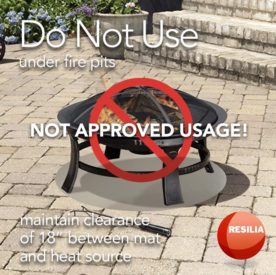 Do not use grill mat under fire pits. Maintain clearance of 18 inches between mat and heat source