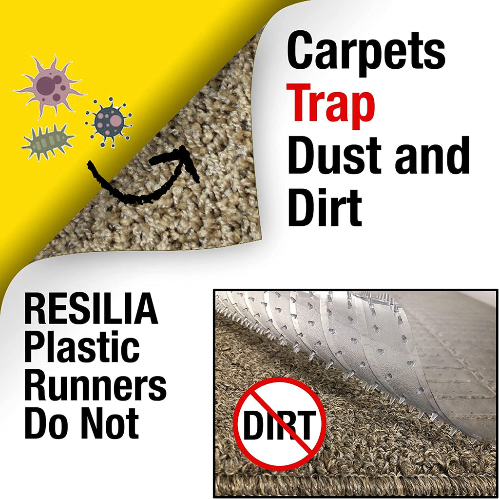 Use a vinyl floor runner to prevent carpets from trapping dust and dirt