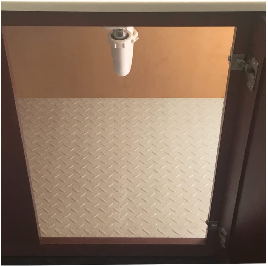 Inside of sink using beige under sink mat