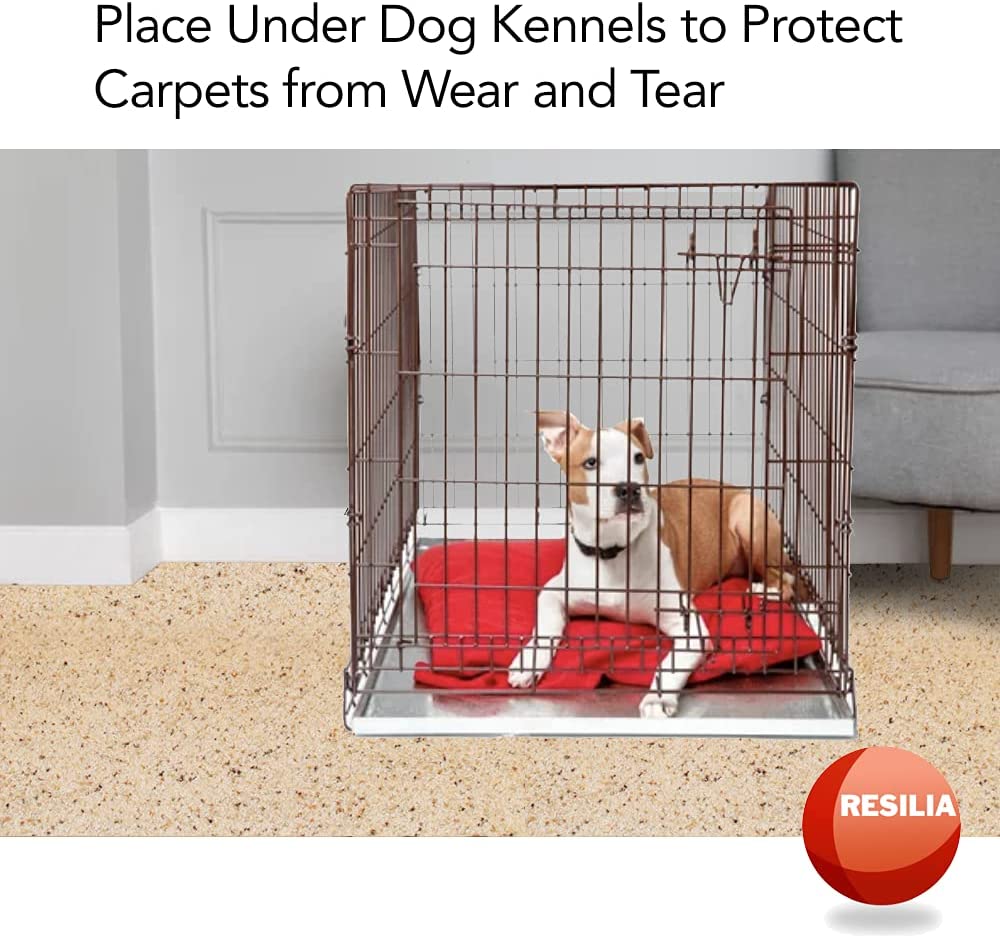 Place 30x48in carpet pet cage mat under dog kennels to protect carpets from wear and tear