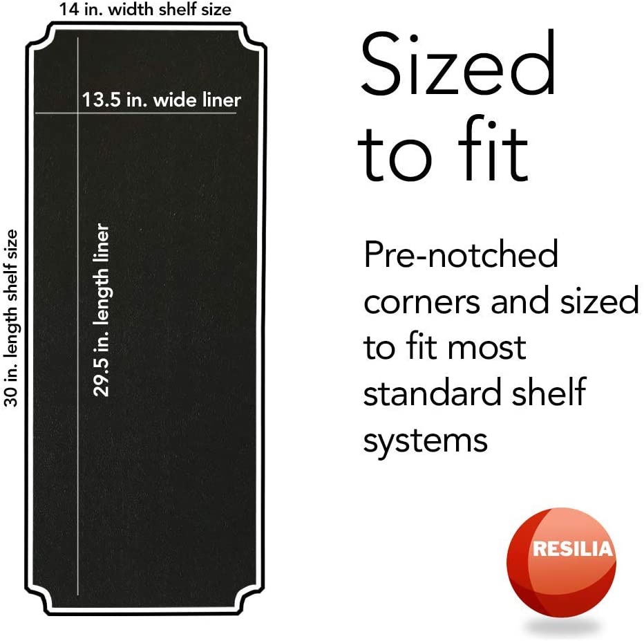 Shelf liner is sized to fit. Pre-notched corners and sized to fit most standard shelf systems