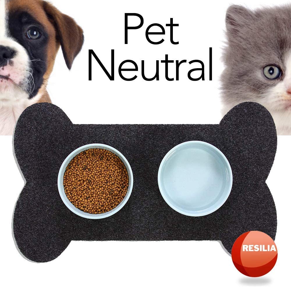 Dog bone mat for pet bowls and dishes