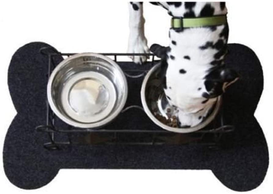 Dog bone mat for pet bowls and dishes