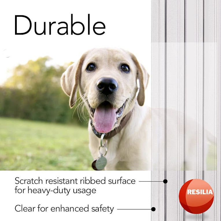 Strip curtain is durable. Scratch resistant ribbed surface for heavy-duty usage and clear for enhanced safety