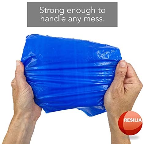 Blue dog poop bags are strong enough to handle any mess