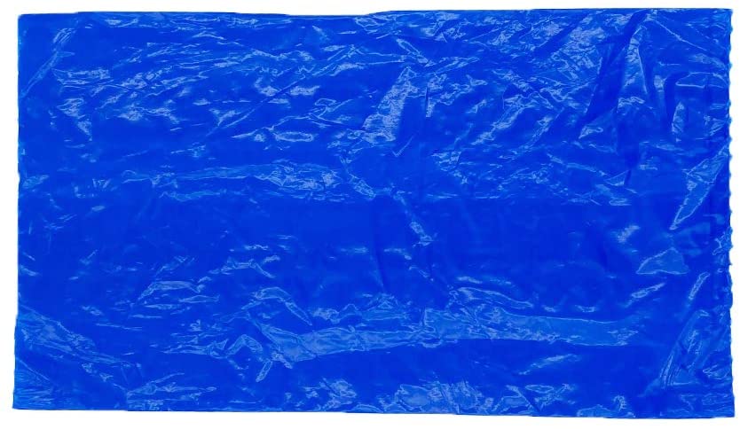 Unrolled full bag of blue dog poop bags
