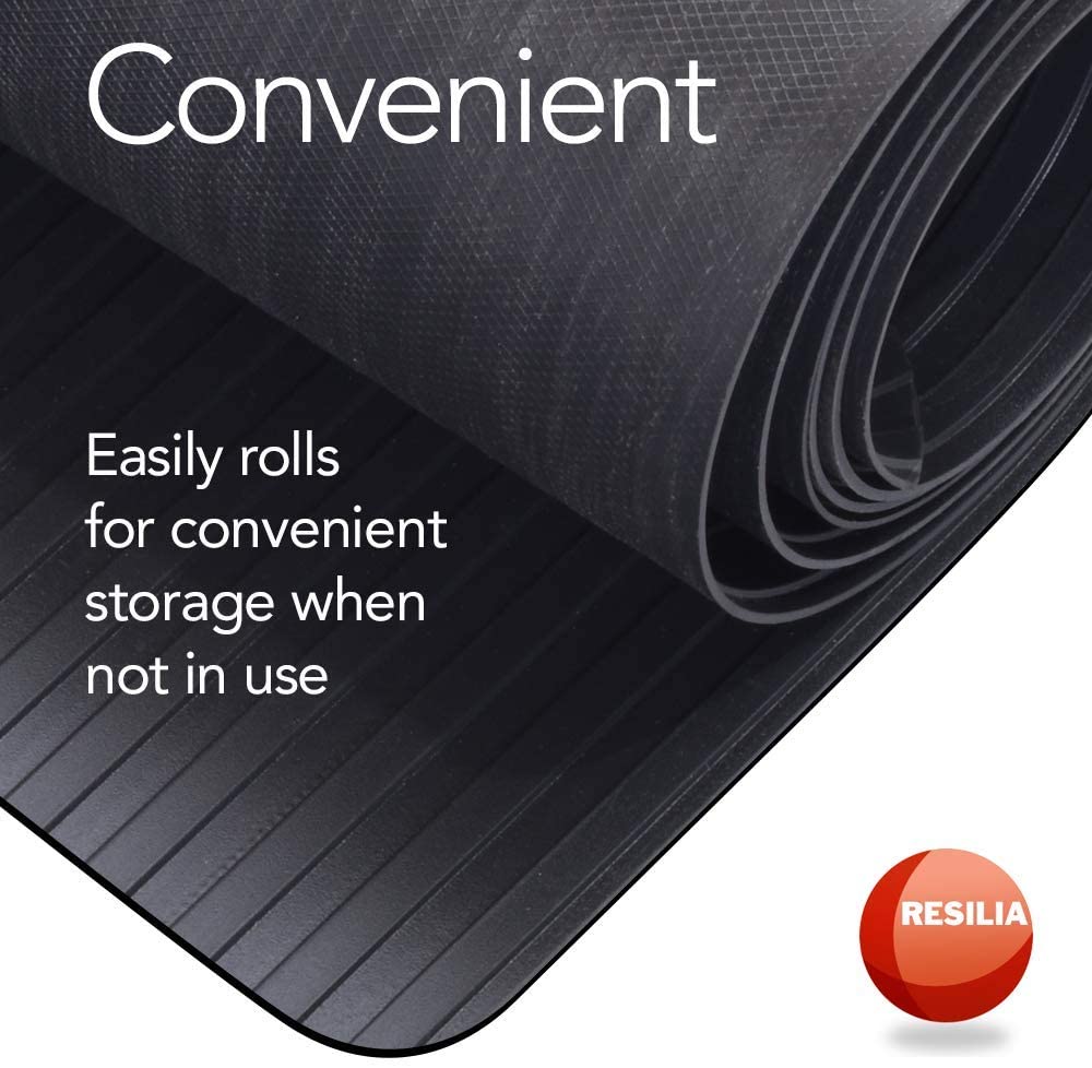 Exercise floor mat conveniently and easily rolls for easy storage when not in use