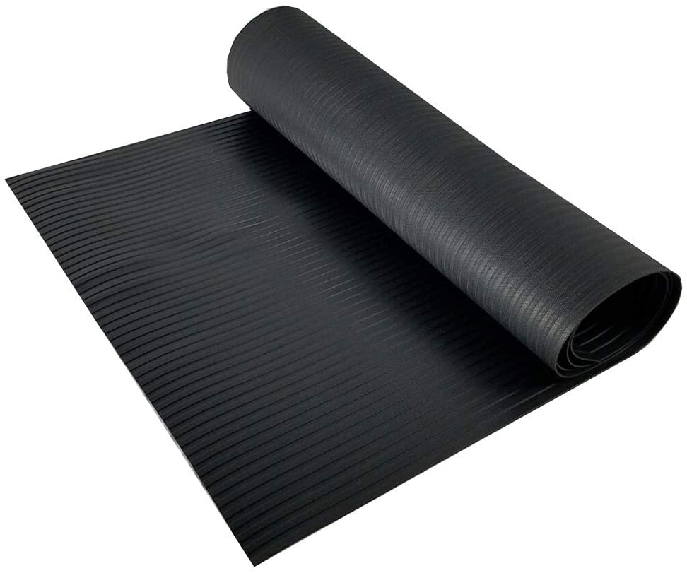 Floor Runner: Black, Wide Rib Embossed