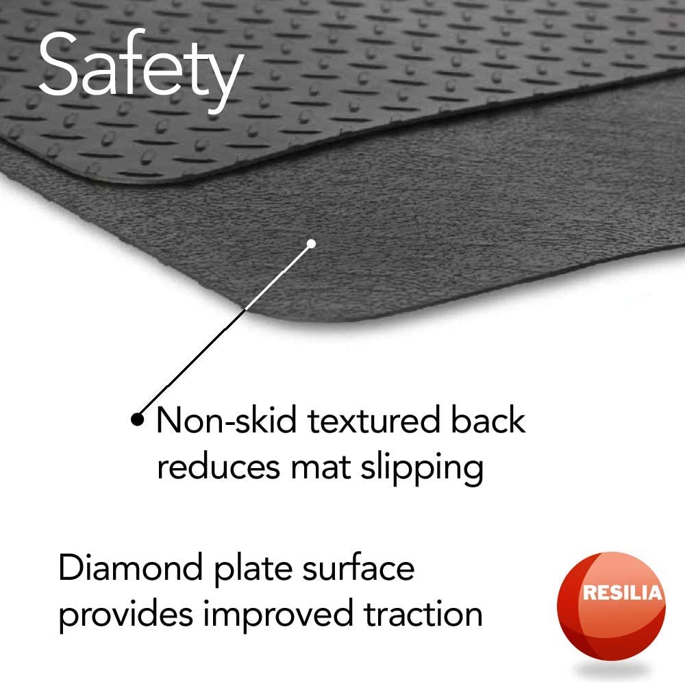 Grill mat provides safety. The non-slid textured back reduces the mat from slipping. Diamond plate surface provides improved traction