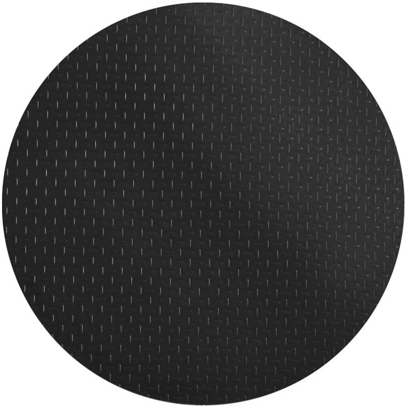Black round grill mat with diamond plate pattern