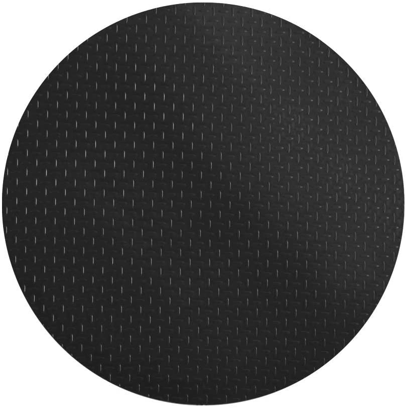 Black round grill mat with diamond plate pattern