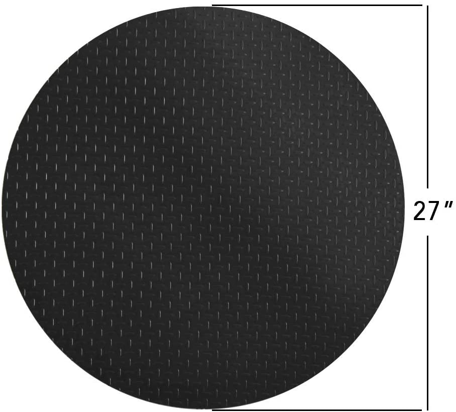 Black round diamond plate grill mat with 27 inche diameter