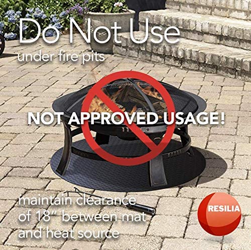 Do not use grill mat under fire pits. Maintain clearance of 18 inches between mat and heat source