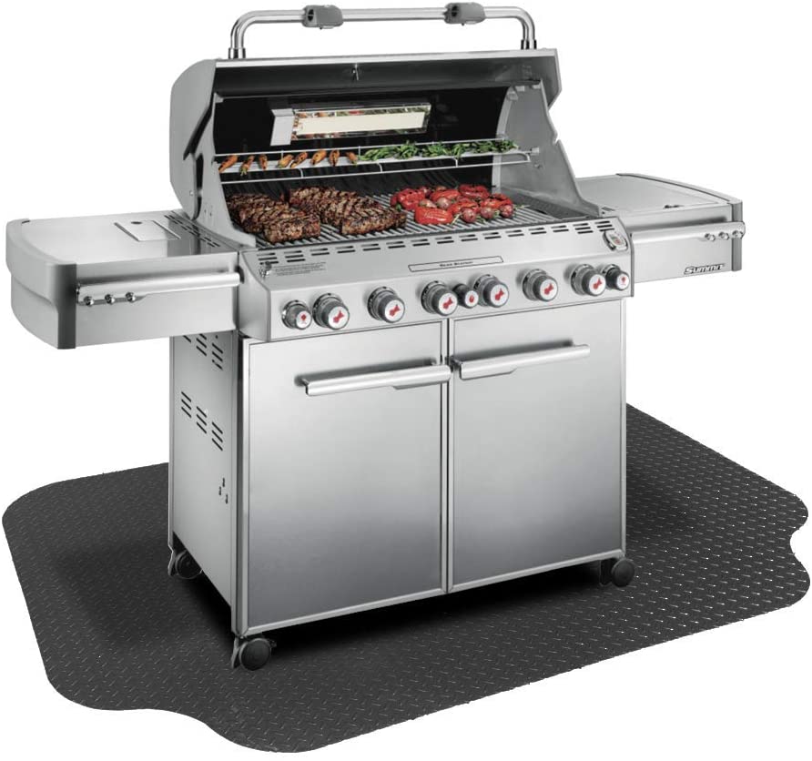 black grill mat with grill on top