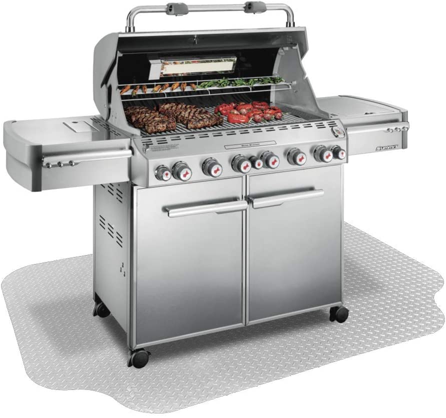 Silver grill mat with grill on top