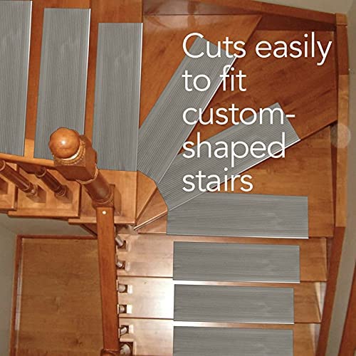 Stair treads can easily be cut to fit custom shaped stairs