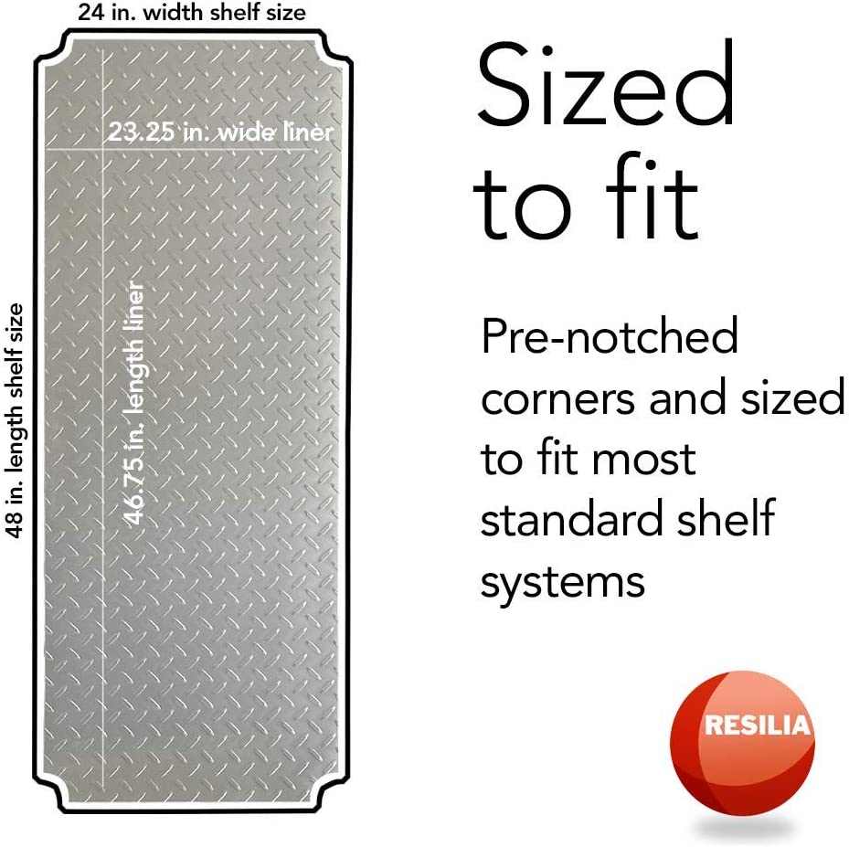 Shelf liner is sized to fit. Pre-notched corners and sized to fit most standard shelf systems