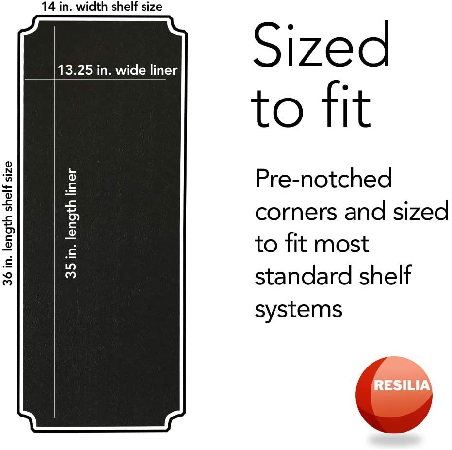 Shelf liner is sized to fit. Pre-notched corners and sized to fit most standard shelf systems