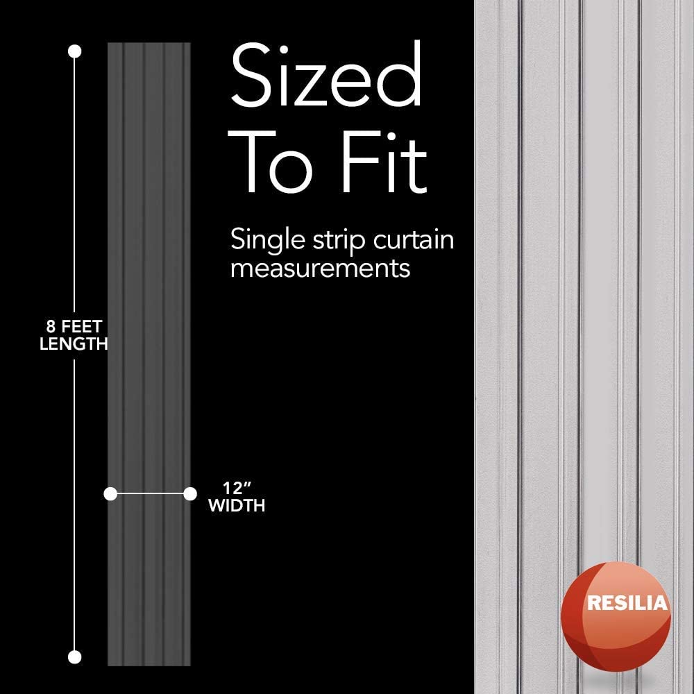 Sized to fit. Single strip curtain measurements. 8 feet long and 12 inches wide