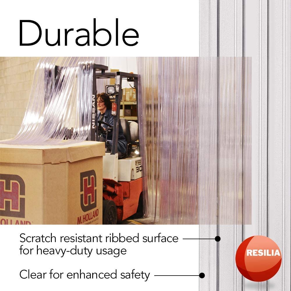 Vinyl strip curtain is durable. Scratch resistant ribbed surface for heavy-duty usage and clear for enhanced safety